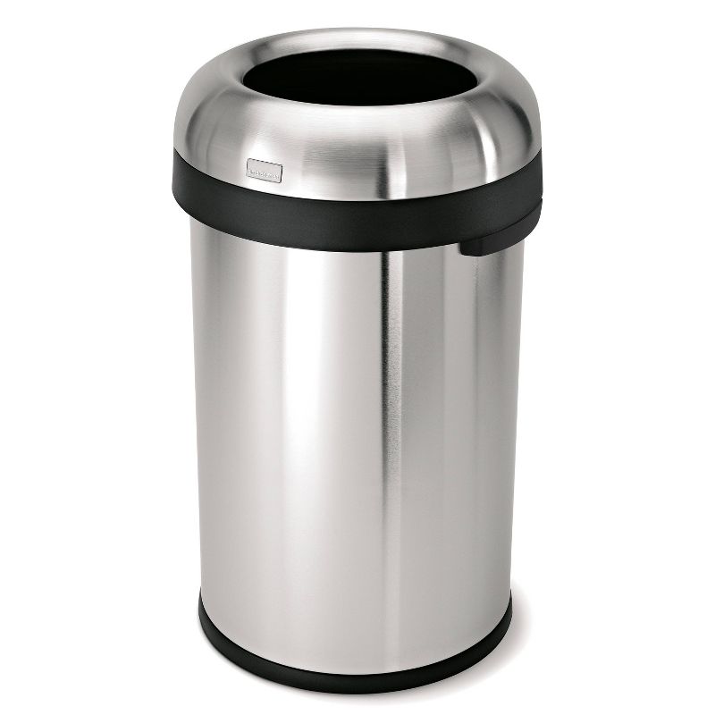 simplehuman 80L Bullet Open Trash Can Heavy Gauge Brushed Stainless Steel, 1 of 5
