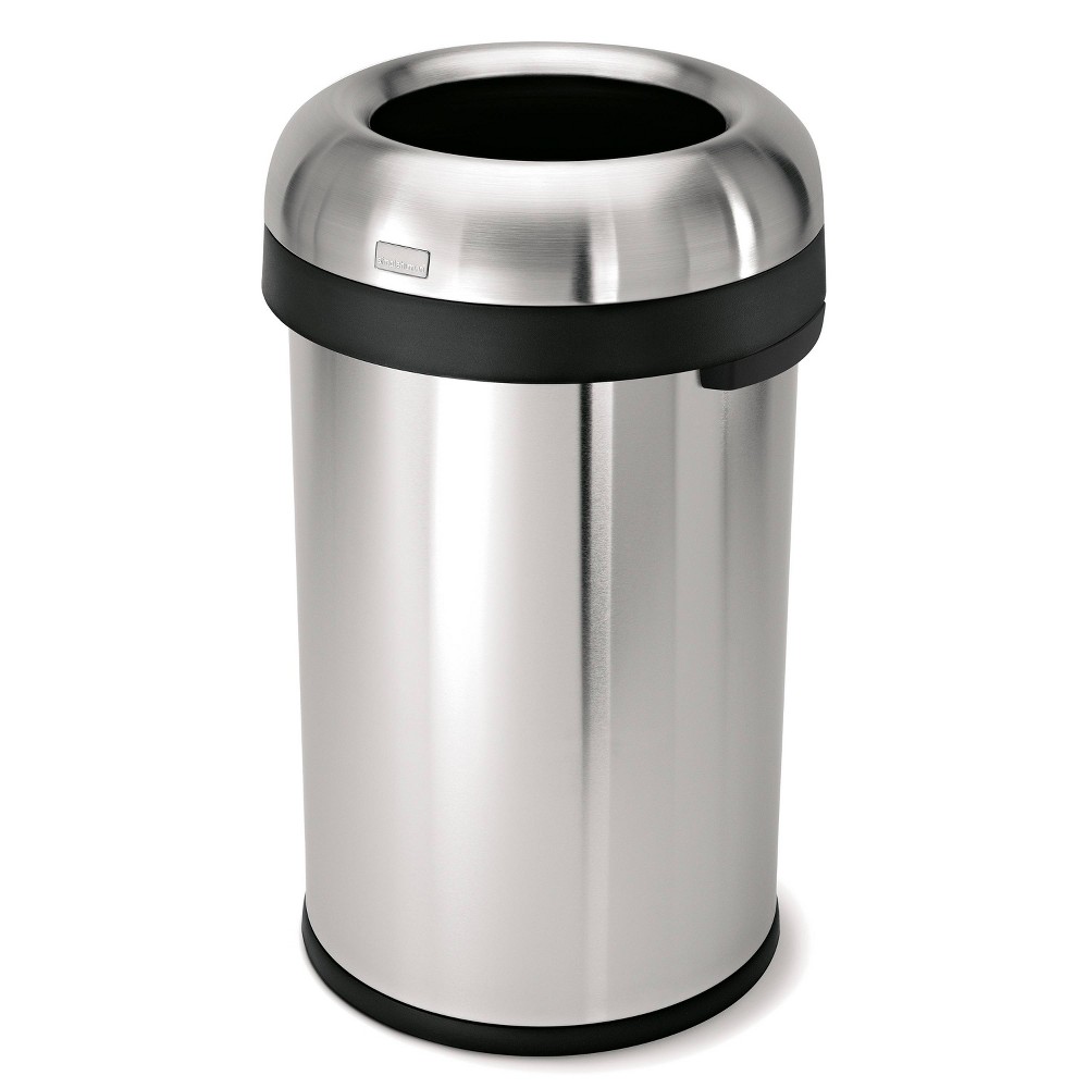 simplehuman 80 ltr Bullet Open Commercial Trash Can Heavy Gauge Brushed Stainless Steel
