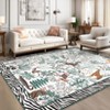 10'x13' Washable Jungle Animal Rugs for Living Room Bedroom, Non Slip Stain Resistant Throw Carpet for Nursery Playroom Dining Room Office, Beige - 3 of 4