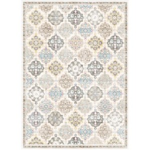 Fulvari Vintage Oriental Distressed Area Rug, Machine Washable, Stain Resistant, Non-Slip, Floral Medallion, Foldable Floor Cover - 1 of 4