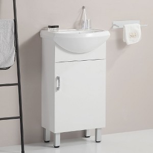 NicBex 17.7" Freestanding Bathroom Vanity with Sink, Bathroom Storage Cabinet, 1 Cabinet Door for Bathroom, White - 1 of 4