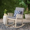 Rustic Acacia Wood Accent Chair, Wood Rocking Chair with Water-Resistant Cushions, Armchair for Porch, Garden or Bedroom -Christopher Knight Home - 2 of 4