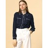 Allegra K Women's Long Sleeves Contrast Color Twin Pockets Button Down Shirt - 2 of 4