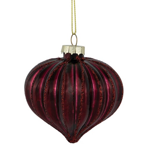 Northlight 4ct Shiny Maroon Onion Glass Christmas Ornaments 3