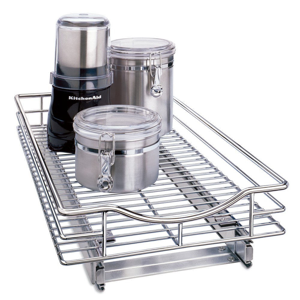 Lynk Professional Slide Out Cabinet Organizer - Pull Out Under Cabinet Sliding Shelf - 11 wide x 21 deep - Chrome