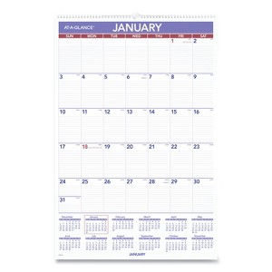 Monthly Wall Calendar with Ruled Daily Blocks, 20 x 30, White Sheets, 12-Month (Jan to Dec): 2026 - 1 of 4