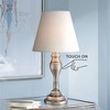 Regency Hill Thom Traditional Desk Lamp 19 1/4" High Brass Candlestick Touch On Off White Bell Shade for Bedroom Living Room Bedside Nightstand Office - 2 of 4