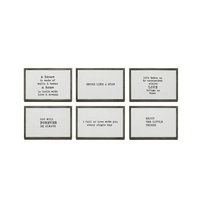 6.1" x 3.9" (Set of 6) Sayings Metal and Glass Table Frames with Sayings Gray - 3R Studios