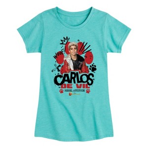 Girls' - Descendants - Carlos De Vil Rebel Attitude Woof Fitted Short Sleeve Graphic T-Shirt - 1 of 4