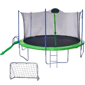 UNISOAR 16FT Trampoline with Slide , Outdoor Trampoline for Kids and Adults with Enclosure Net and Ladder,football goal,backboard - 1 of 4