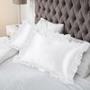 PiccoCasa Satin Retro Silky with Ruffle Luxury Envelope Closure Pillowcases 2 Pcs White 20"x30" - image 3 of 4