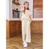 Mocamel Girl's Sports Simple Texture Casual Round Neck Short Sleeves and Loose Pant 2 piece Set - 2 of 4