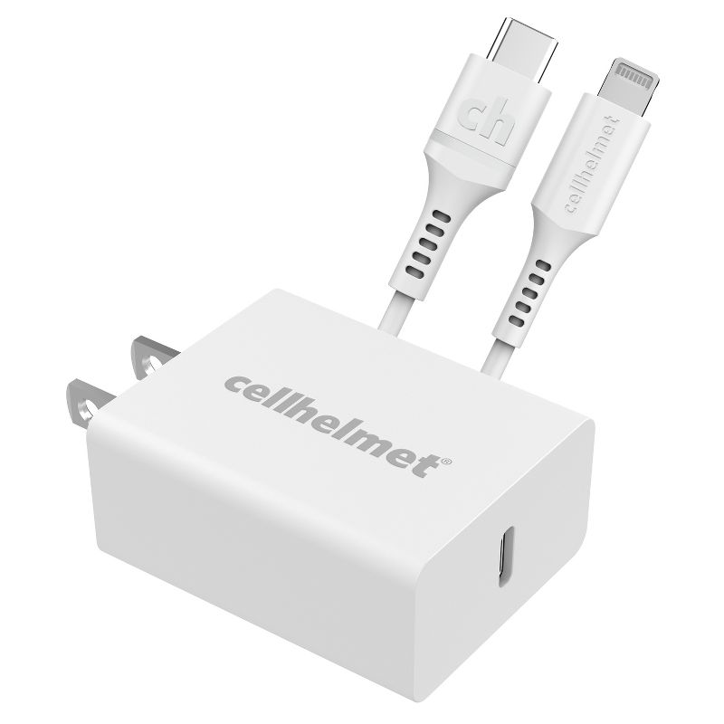 cellhelmet® 20-Watt Single-USB Power Delivery Wall Charger with USB-C® to Lightning® Round Cable, 3 Feet, 1 of 7