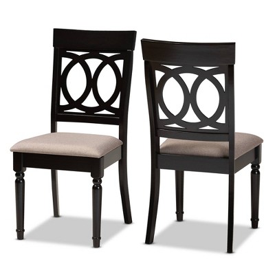 Set Of 2 Louis Faux Leather Upholstered And Wood Dining Chairs Beige/black  - Baxton Studio : Target