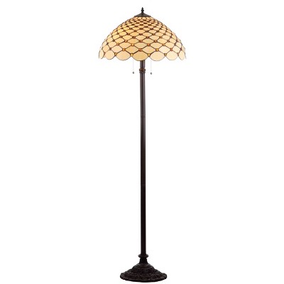 62" Lee Tiffany Style Floor Lamp (Includes LED Light Bulb) Bronze - JONATHAN Y