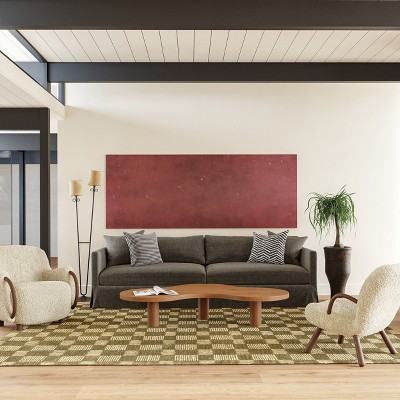 Olive and Beige Hand-Tufted Wool Rectangular Area Rug