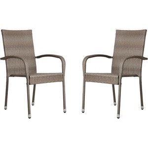 Aspect Living Morgan Outdoor Wicker Stacking Hand Woven All Weather Steel Powder Coated Frame Lightweight Porch Backyard  Garden Balcony - Set of 2 - 1 of 4