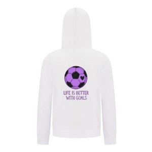 Everyday Kids Sports Collection Life-Is-Better-With-Goals Soccer Girls Zip Up Hoodie – Purple Heart Ball Graphic Sweatshirt - 1 of 4
