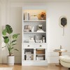 83.4" Tall Bookshelf with LED Lighting, Modern Bookcase with Open Shelves and Storage for Living Room, Home Office, White/Black - ModernLuxe - 2 of 4