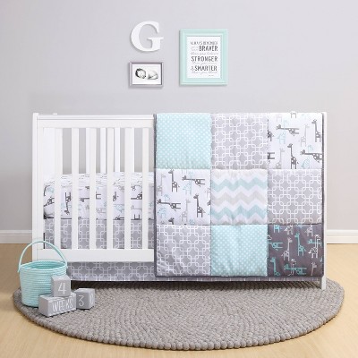 The Peanutshell Addison Baby Crib Bedding Set - Gray/Giraffe - 3pc