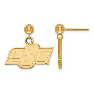 Black Bow Jewelry 14k Yellow Gold Oklahoma State Cowboys NCAA Dangle Earrings - 1 of 3