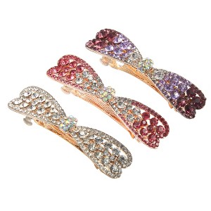 Unique Bargains Women's Sparkly Rhinestones Hair Clips 3 Pcs - 1 of 4