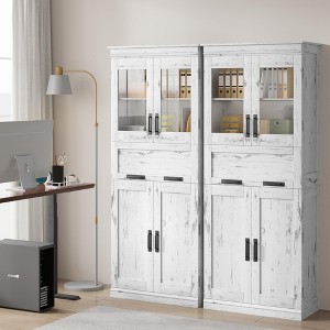 Tall Bathroom Storage Cabinet with 2 Barn Doors and 1 Drawer Adjustable Shelf, Freestanding Floor Pantry Cabinet for Kitchen, Living Room - 1 of 4