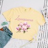 Simply Sage Market Women's Louisiana Flower Colorful Short Sleeve Relaxed Fit Cropped Tee - 3 of 3