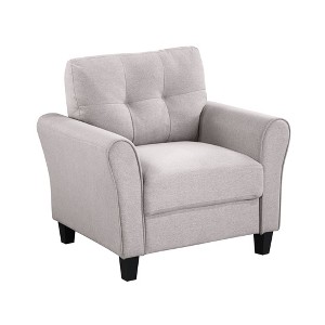 LOVMOR 35" Modern Living Room Armchair Linen Upholstered Couch Furniture for Home or Office - 1 of 4