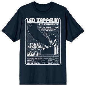 Led Zeppelin Blimp Crew Neck Short Sleeve Navy Men's T-shirt - 1 of 2