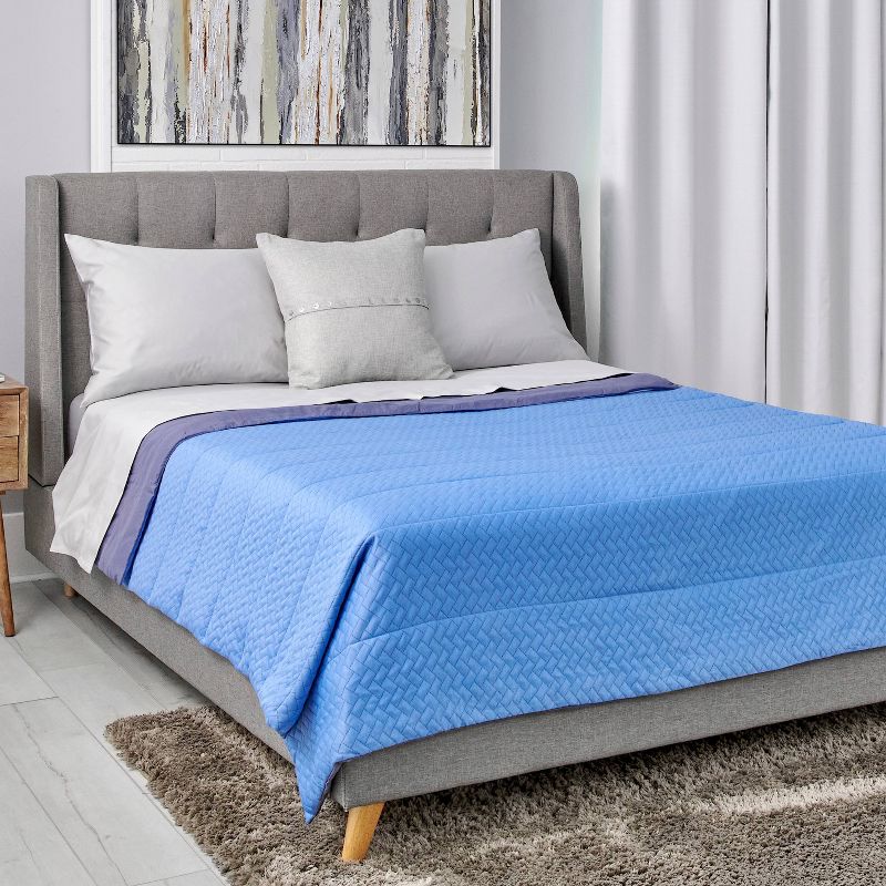 Twin Cool &#38; Clean Bed Blanket Blue Fog - Sealy, 3 of 7