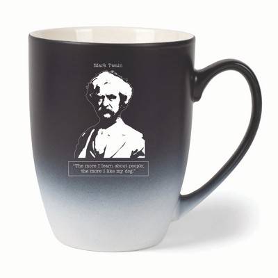 Elanze Designs The More I Learn About People The More I Like My Dog Two Toned Ombre Matte 10 ounce New Bone China Coffee Tea Cup Mug, Black and White
