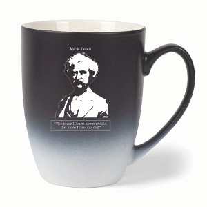 Elanze Designs The More I Learn About People The More I Like My Dog Two Toned Ombre Matte 10 ounce New Bone China Coffee Tea Cup Mug, Black and White - 1 of 4