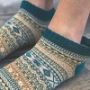 Warm Woolen Block Knitting Ankle Socks - Women's Sizes Adult Medium from the Sock Panda - 2 of 3
