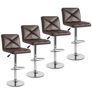 Tangkula 4 PCS Bar Stools PU Leather Swivel Bar Chairs Height Adjustable Upholstered Barstools - 1 of 4