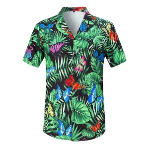 Clearlove Men's Hawaiian Shirt Short Sleeves Printed Button Down Summer Beach Dress Shirts - 1 of 4