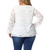 Agnes Orinda Women's Plus Size V Neck Lace Sheer Layer Long Sleeve Cross Strap Blouses - 4 of 4