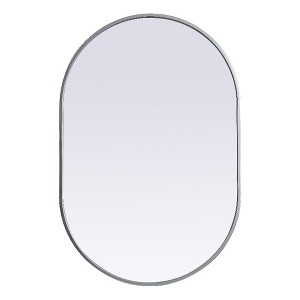Elegant Lighting Metal Frame Oval Mirror, 24x36 Inch, Silver Finish - 1 of 4
