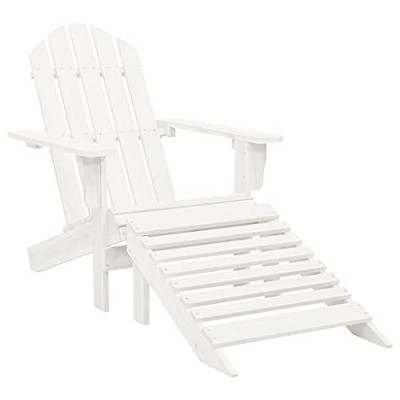 vidaXL Solid Wood Patio Chair with Ottoman, White Garden Chair, Weather-Resistant Outdoor Furniture, Easy Assembly, Vintage Design
