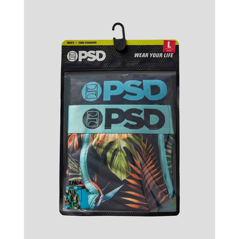 PSD Men's Floral Print Boxer Briefs 2pk - Green/Light Aqua Blue/Black, 4 of 4