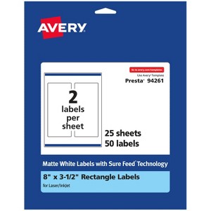 Avery Matte White Rectangle Labels, 8" x 3.5" - 1 of 4