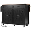 JUJABU 53.5''Farmhouse Kitchen Island with Power Outlet, Drop Leaf, Spice Rack and Drawer - 2 of 4