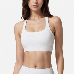 Anna-Kaci Active Women's Ribbed Scoop Neck Sports Bra with Wide Straps - 1 of 4