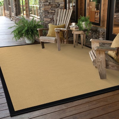 Black and Beige Synthetic Easy Care Rectangular Area Rug