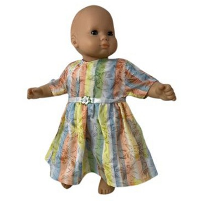 Doll Clothes Superstore Pastel Stripe And Flower Dress Fits 15-16 Inch Baby And Cabbage Patch Kid Dolls