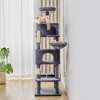 Spassway Dark Gray Cat Tree Multi-Level Cat Tower with Basket 2 Cozy Caves Scratching Posts 2 Plush Balls Pet House Furniture for Indoor Kittens - 3 of 4