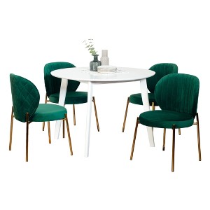 NicBex Round Dining Table Set for 4 Morden Dining Room Table with 4 Velvet Chairs and MDF Tabletop for Home Office - 1 of 4
