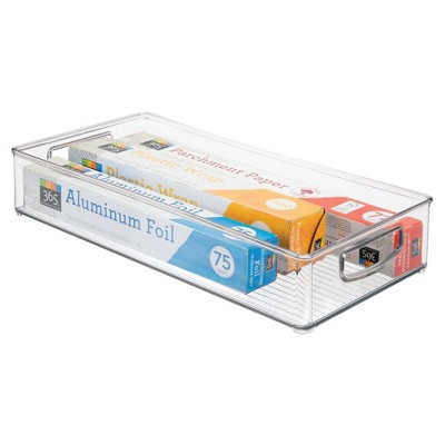 iDESIGN Plastic Kitchen Storage Organizer Binz with Handles Clear: 16" x 8" x 3", Spot Clean, Kitchen Cabinet Organizers — фото 2