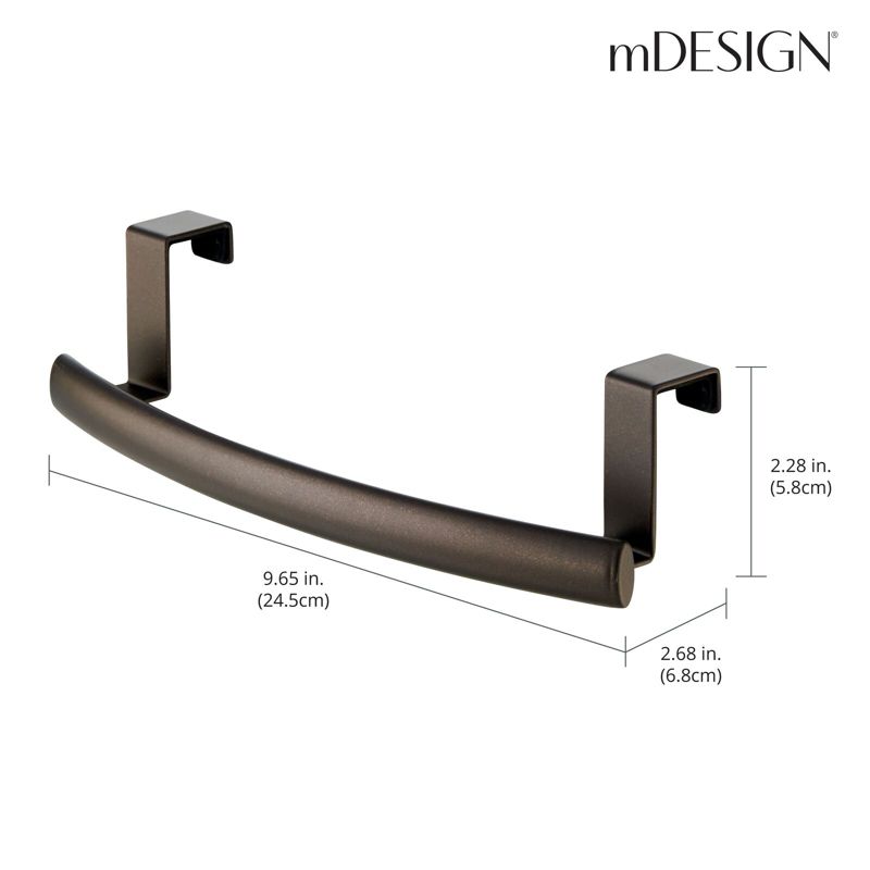 mDesign Steel Over Door Curved Towel Bar Storage Hanger Rack - 2 Pack, Bronze, 4 of 10