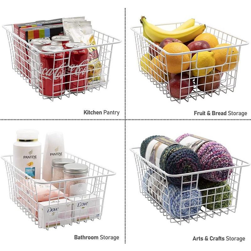 Sorbus Metal Wire Storage Baskets - 4 Pack - White, 4 of 7
